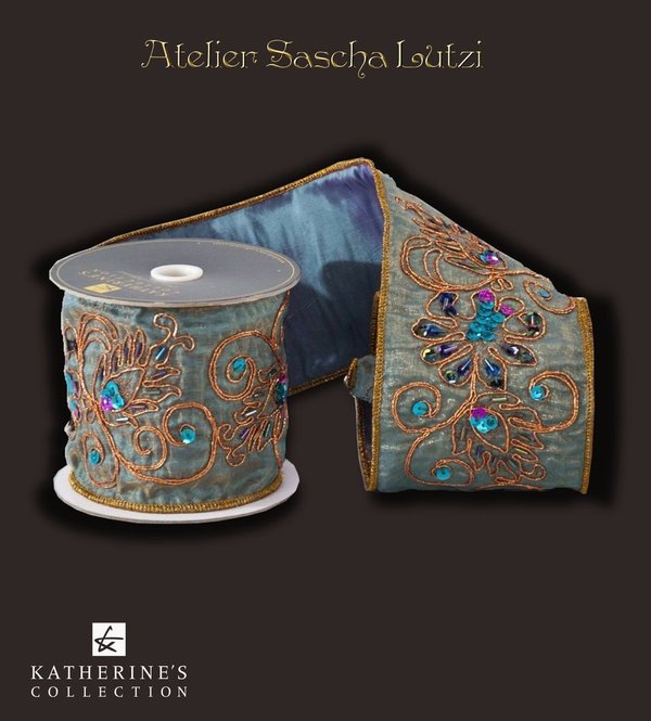 Bohemian Antique Turquoise Scroll Ribbon