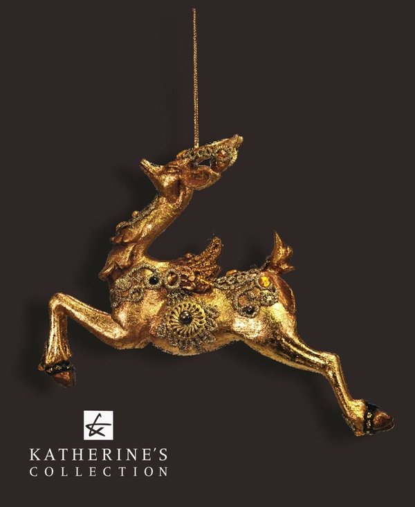 Leaping Gold Reindeer Ornament