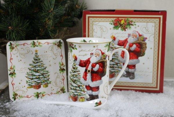 Easy Life Magic Christmas Tasse mit Löffel und Untersetzer