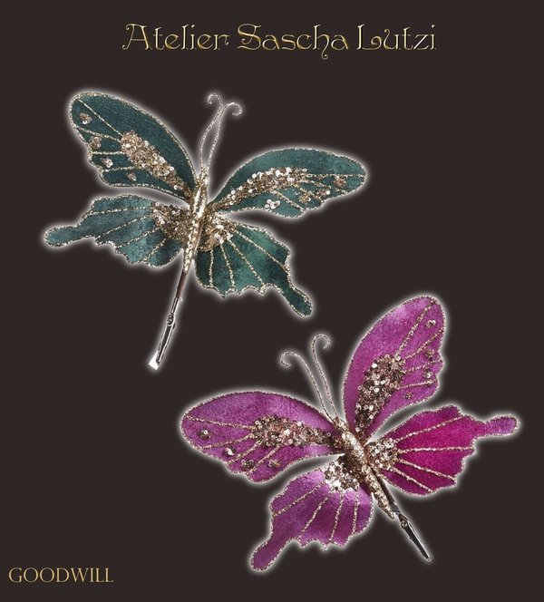 Glitter Schmetterling mit Pailletten und Clip
