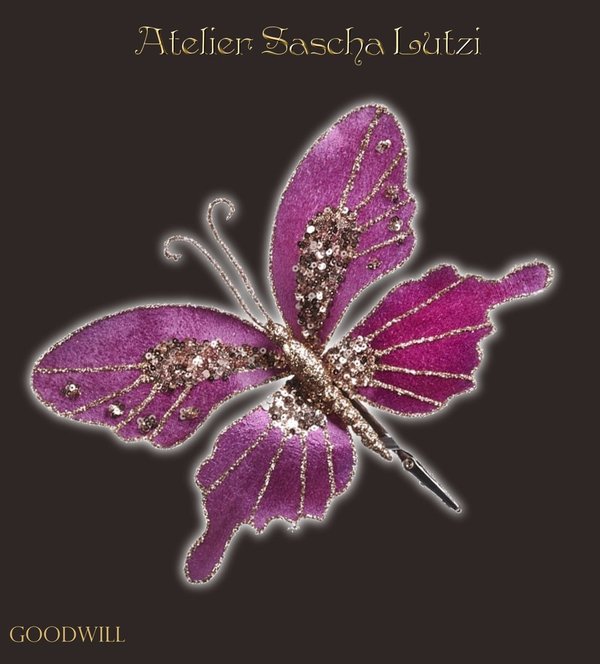 Glitter Schmetterling mit Pailletten und Clip