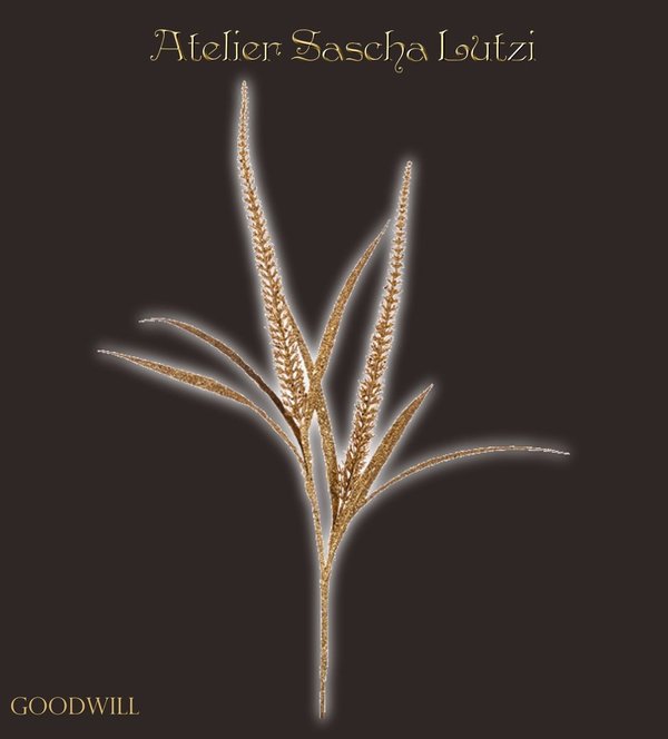 Glitter Gräser Zweig Gold 79cm
