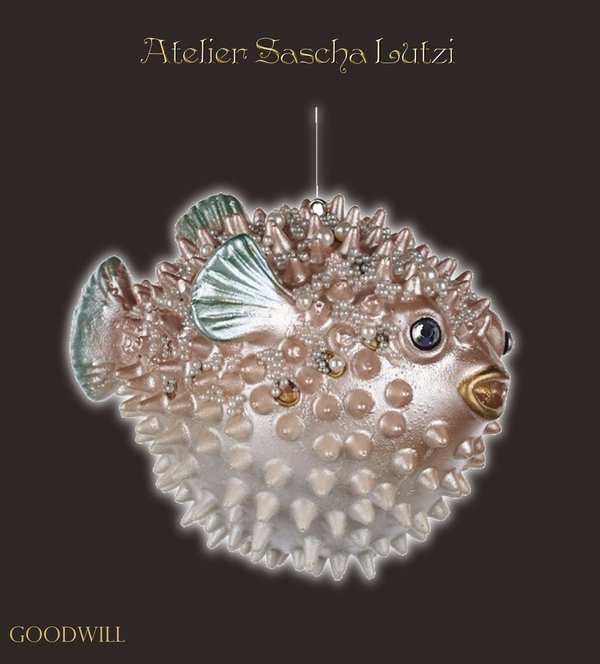 Perlen Igelfisch Anhänger, Ornament von Goodwill. 10cm