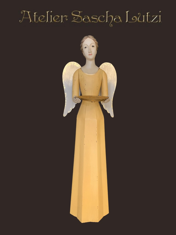 Engel Gelb / Ocker mit goldenen Flügeln 75cm