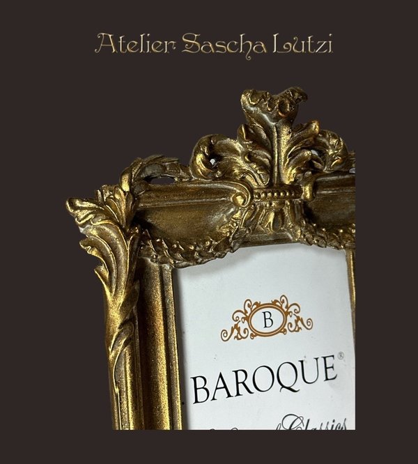 Verspielter Bilderrahmen Baroque Barock Gold mit Ranken 25 x 19cm