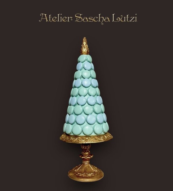 Dekorativer December Diamonds Macaron Baum Grün Blau Gold 45cm NEU